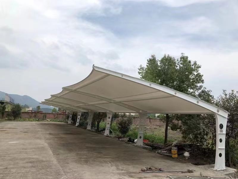 新吴区小区改造停车棚工程,膜结构非机动车棚定制厂家-2